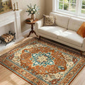 RELEANY Area Rugs 4'x6' Washable Non-Slip, Floral Vintage Distress Print by RELEANY