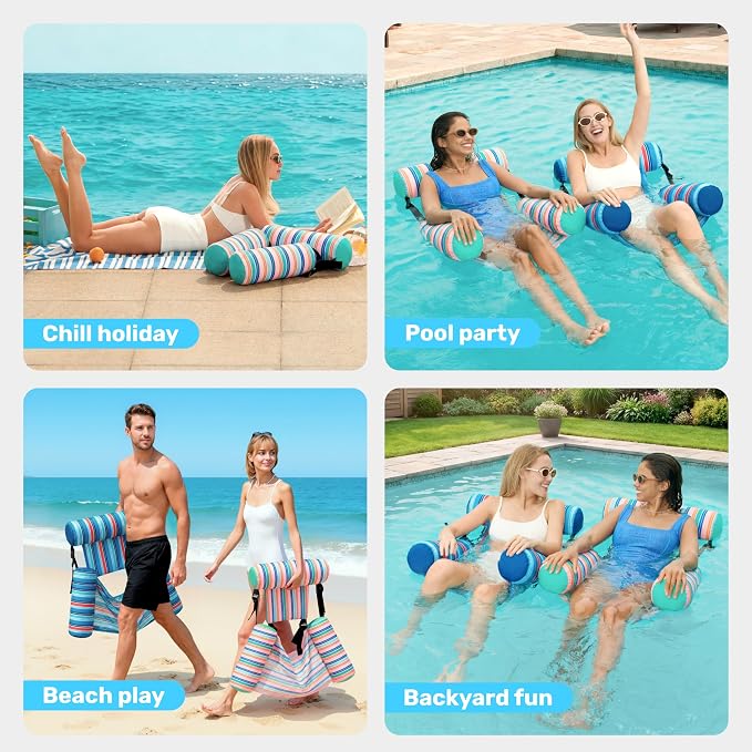SLOOSH Inflatable Pool Floats Adult, 2 Packs Floating Lounge Chairs, Blow up - Image 7