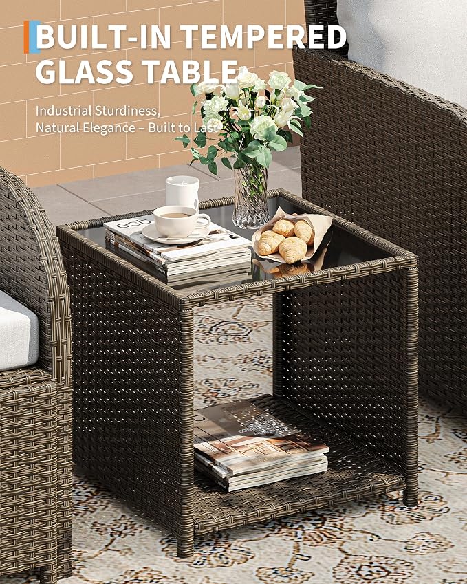 Garvee 5-Piece Outdoor Patio Conversation Set, PE Rattan Wicker Patio Furniture - Image 4