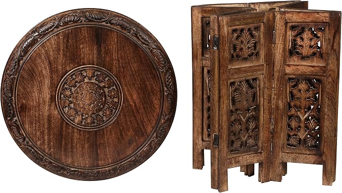 Lightnpro Handcrafted Wooden Round Accent Table - Image 4