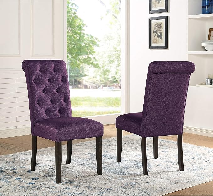 Roundhill Furniture Leviton Solid Wood Tufted Parsons Dining Chairs by RoundhillFurniture