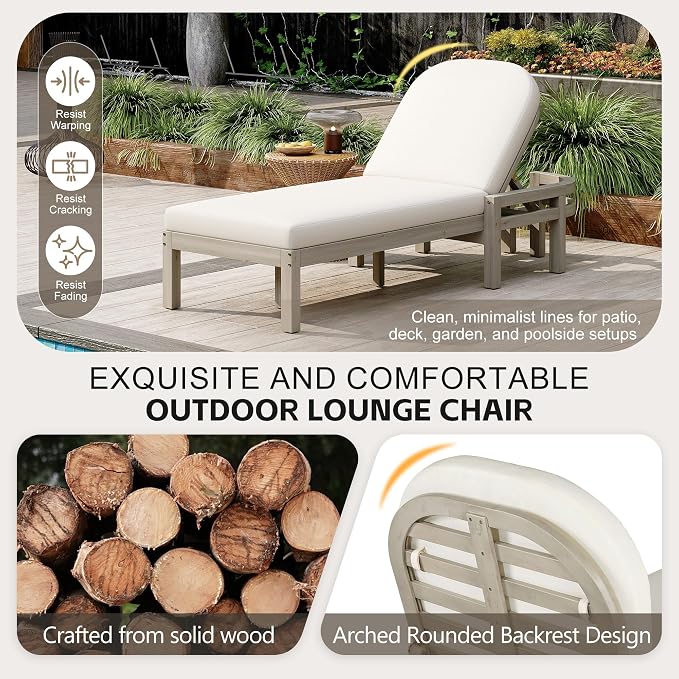 Outdoor Chaise Lounge Chair Set of 2, Patio Chaise Lounge Recliner - Image 7