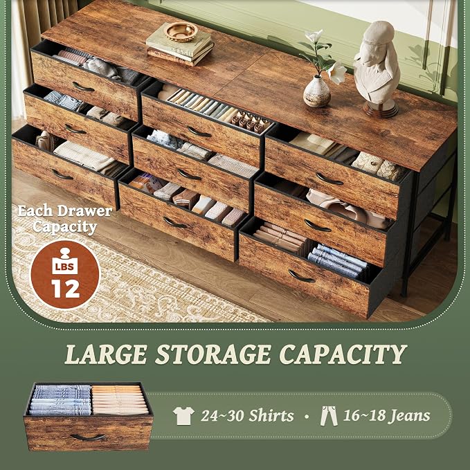 Huuger 63 Inch Dresser for Bedroom, Dresser for Closet - Image 4