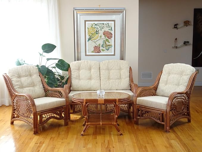 Malibu Lounge Loveseat Sofa Natural Rattan Wicker Handmade Design - Image 7