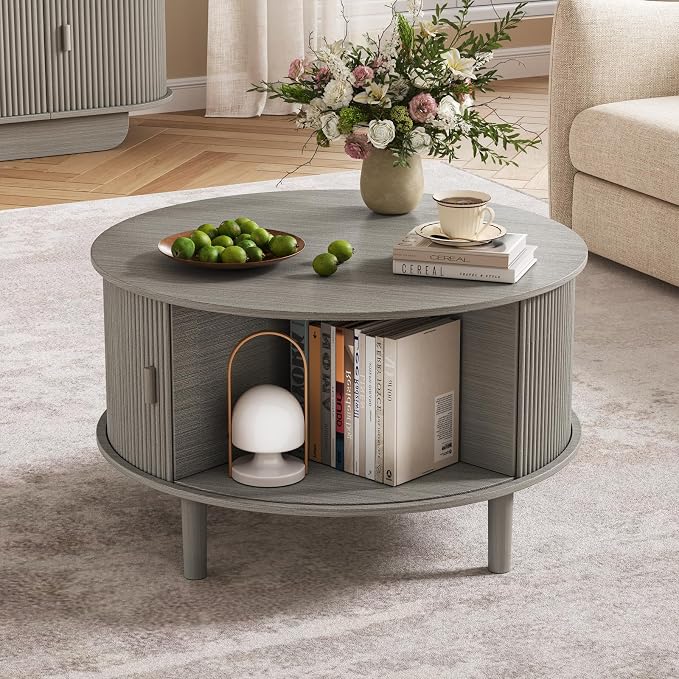 Coffee Table and TV Stand Set of 2, Round Center Table - Image 2