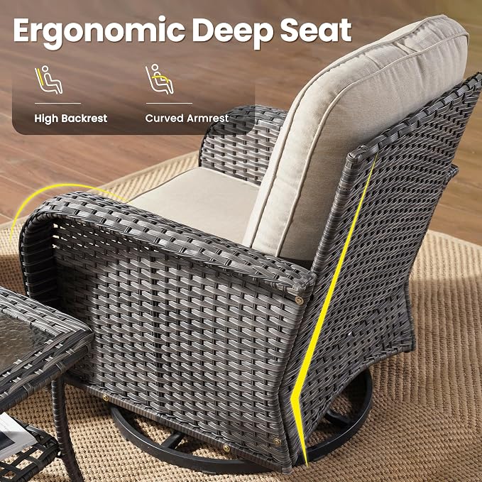 ovios 3-Piece Patio Furniture Set, Outdoor Wicker Sofa - Image 6