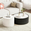 SSLine Round Drum Coffee Table Set of 2 Modern Sintered Stone Top Nesting by SSLine