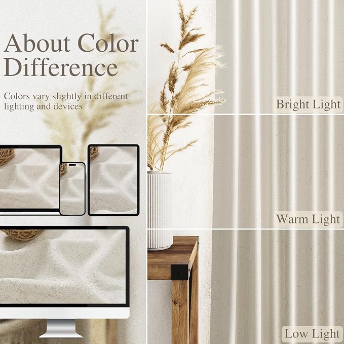 Nanspring Mousse White Linen Curtains 96 Inches Long - Image 3