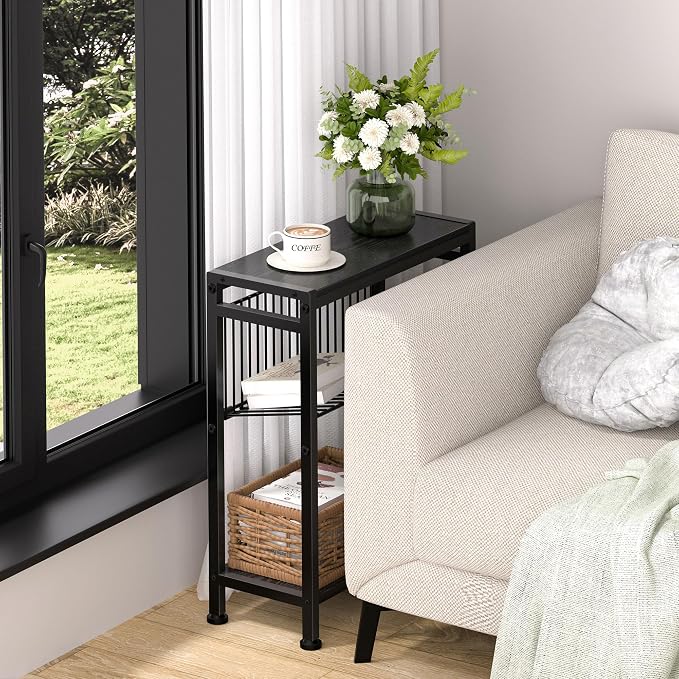 End Table Set of 2 for Small Space, 3-Tier Narrow Side Table - Image 2