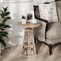COZAYH Rustic Farmhouse Wooden End Table, Distressed Round Accent Table by COZAYH