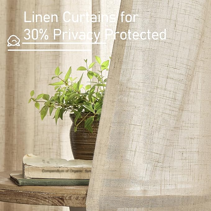 LAMIT Short Window Linen Curtains 36 Inch Length 2 Panels, 34 x 36 Inch - Image 5