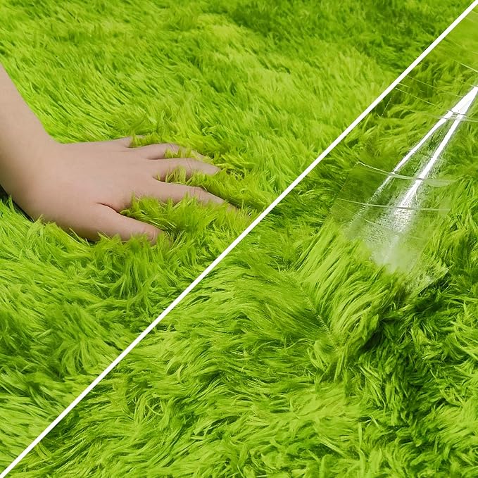 Green Tie-Dyed Rug for Living Room 5x8 Fluffy Area Rug Mat Bedside Throw Rug - Image 6