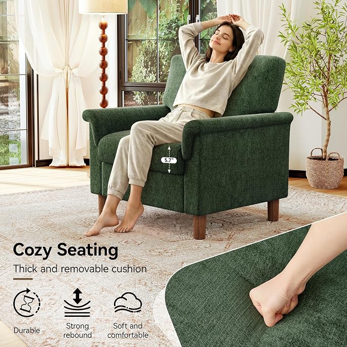 Mid Century Modern Accent Chairs Set of 2, Chenille Comfy Living Room Arm Chairs - Image 4