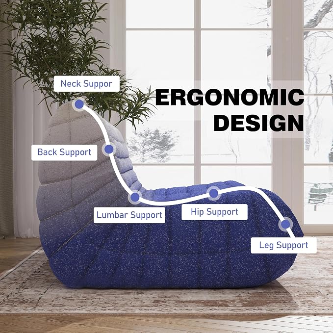 YVDNHP Big Bean Bag Chairs for Adults, 3 Seater Large Bean Bag Sofa, Fireside - Image 5