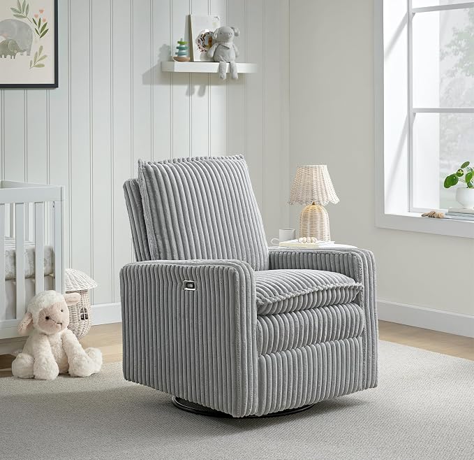 Oxford Baby Uptown Power Recliner/Glider, Ash Gray - Image 2
