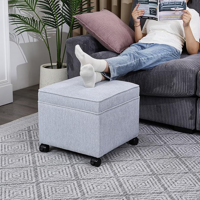 Adeco 17.5 inch Square Storage Ottoman - Image 5