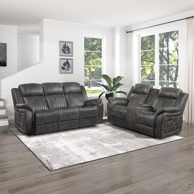 Lexicon Recliner Living Room Set, Home Theater Seating, Manual Polished by Lexicon