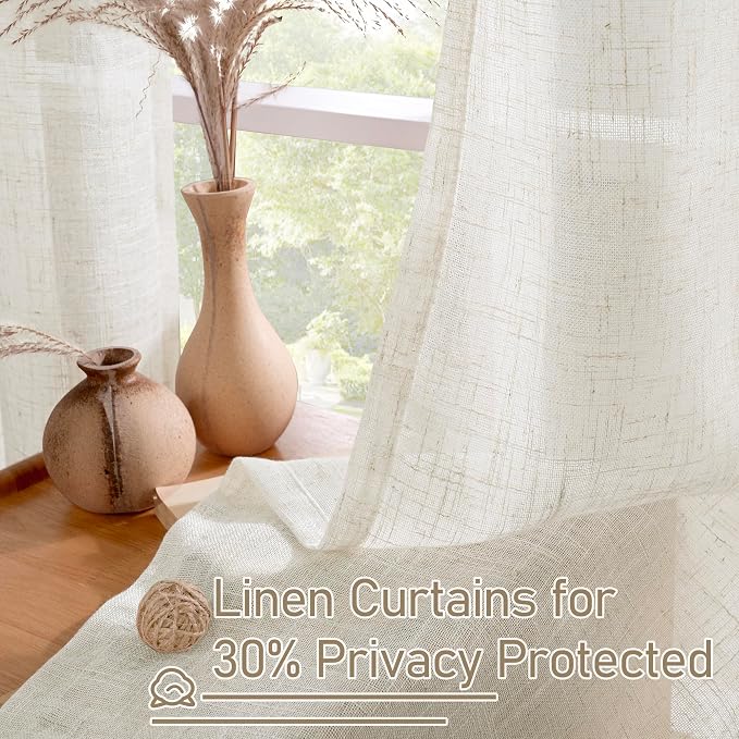 LAMIT Natural Cream Ivory Long Linen Curtains - Image 5
