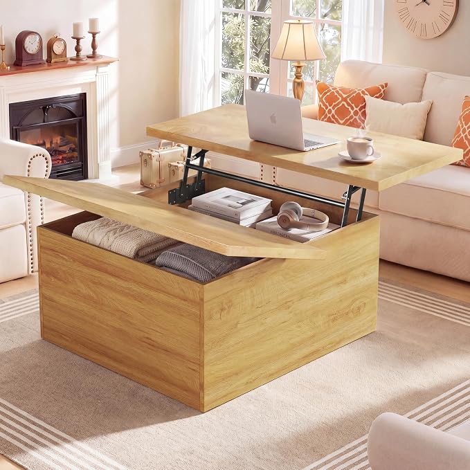 HUAHUU Lift Top Coffee Table, 4 in 1 Square Coffee Table by HUAHUU