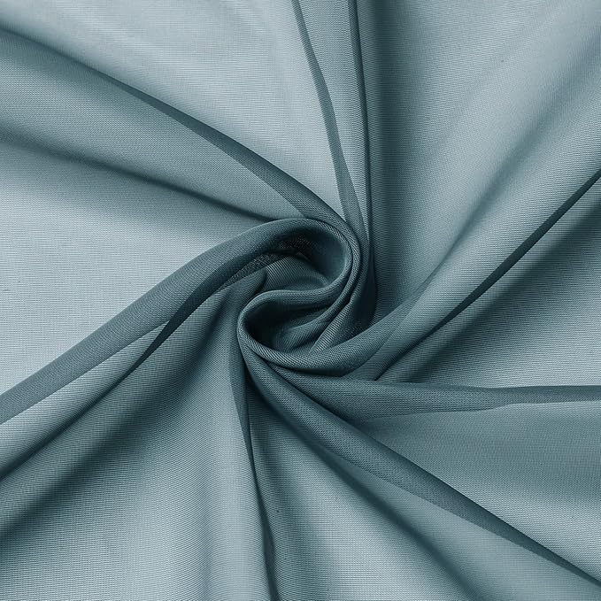 Aiyufeng Dusty Blue Sheer Curtains 45 inches Long, Short Kitchen Window - Image 5