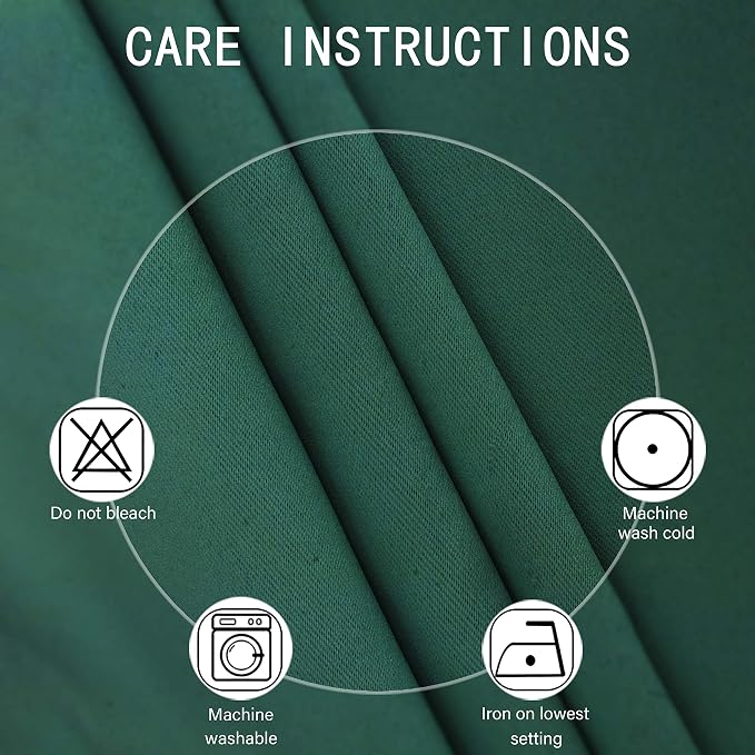 LEMOMO Dark Green Bedroom Blackout Curtains/52 x 63 Inch Long/Set of 2 Curtain - Image 4
