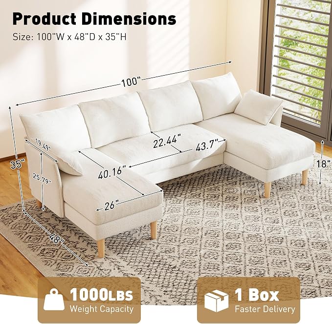 WorthFurni U Shaped Sectional Couches - Image 2