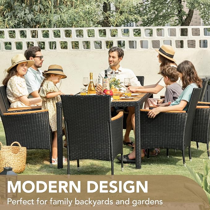 Devoko Outdoor Patio Dining Sets 9 Pieces Wicker Outdoor Dining Table and - Image 6