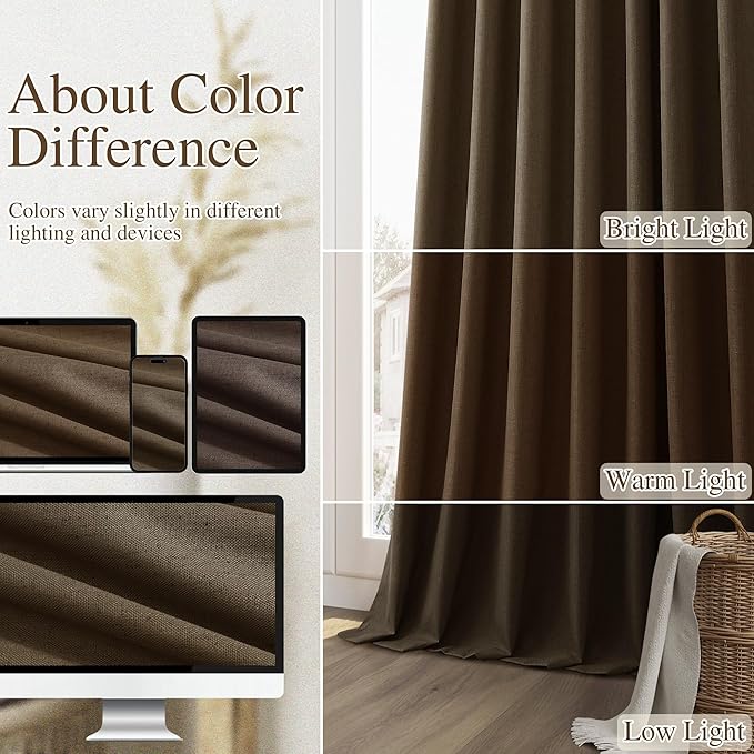 Guken 100% Blackout Curtains 108 Inch Length 2 Panels Set - Image 7
