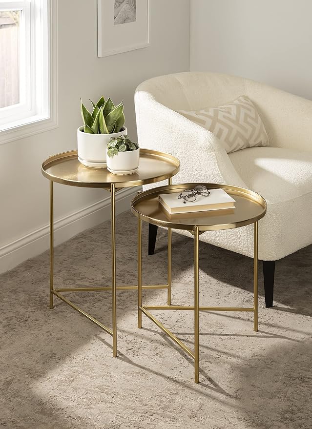 Kate and Laurel Ulani Modern Nesting Side Table; Set of 2; Gold; Sophisticated - Image 2