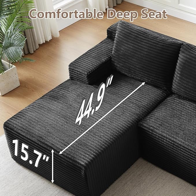 96" Cloud Sectional Couch with L-Shape Chaise, Modular Comfy Sofa Chaise Longue - Image 6