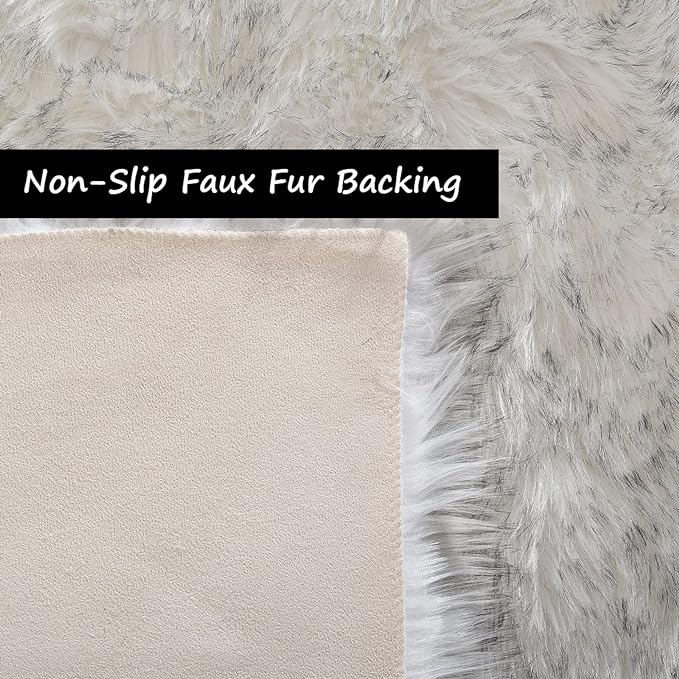 Goolela Round Fluffy Rug 3ft White - Image 4