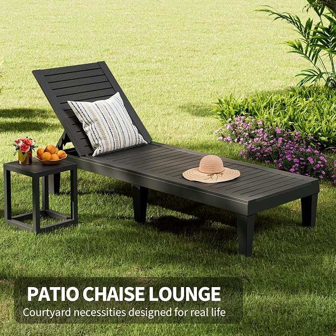 Outdoor Lounge Chair Set of 6, 5-Positions Adjustable Patio Chaise Lounges - Image 9