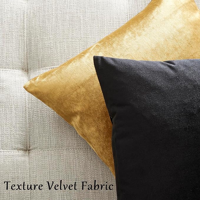 GIGIZAZA Black Velvet Pillow Covers 16x16, Decorative Square Throw Pillows - Image 6