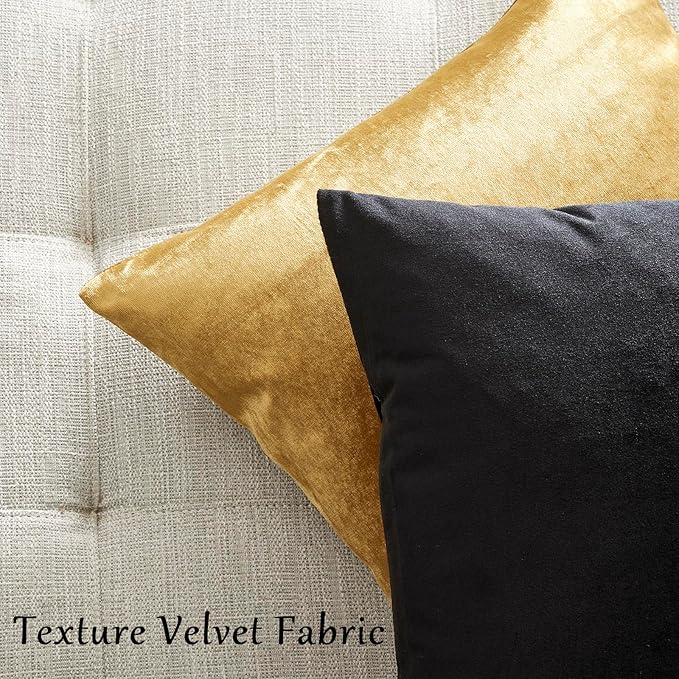GIGIZAZA Black Velvet Pillow Covers 22x22, Decorative Square Throw Pillows - Image 6