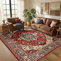 RELEANY Area Rugs 5'x7' Washable Non-Slip, Floral Vintage Distress Print by RELEANY