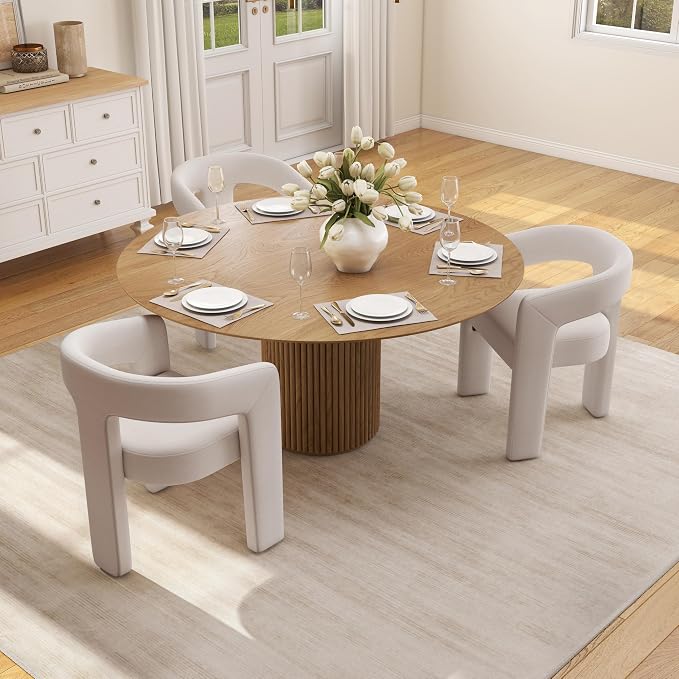BESTANO Set of 3 Modern Velvet Fabric Upholstered Dining Chairs - Image 3