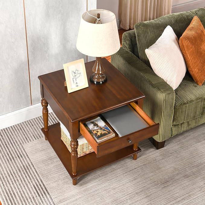 Mid-Century Modern Living Room Coffee Table Set, 3-Piece Solid Wood Living Room - Image 4