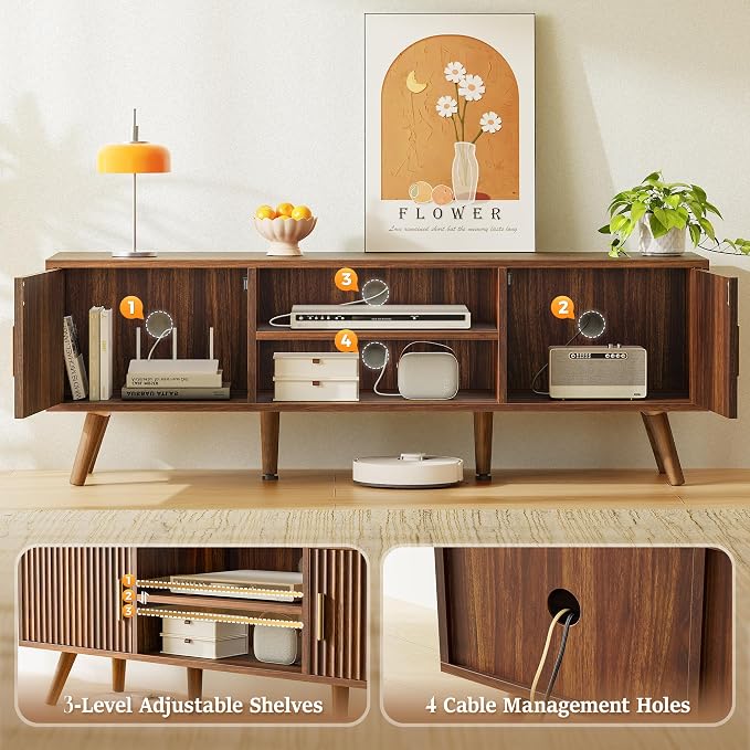 SUPERJARE TV Stand for 55 Inch TV, Entertainment Center - Image 4