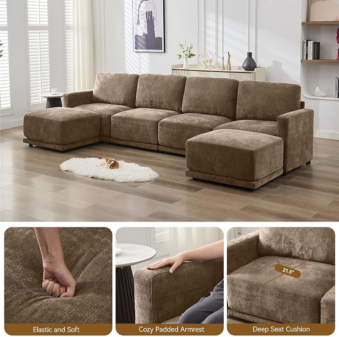 77.4" Chenille Modular Loveseat Oversized Upholstered 2 Seater Sectional Sofa - Image 4