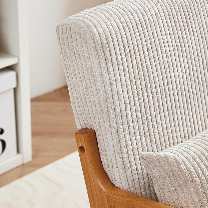 Mid Century Modern Accent Chair, Solid Wood Comfy Living Room Chair - Image 7