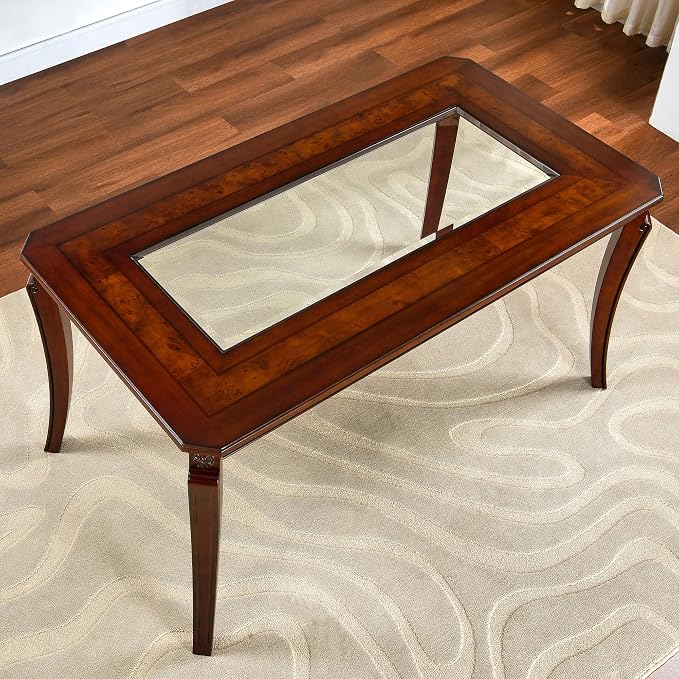 59” Dining Table with 8mm Tempered Glass Top, Farmhouse Kitchen Dinner Table - Image 7