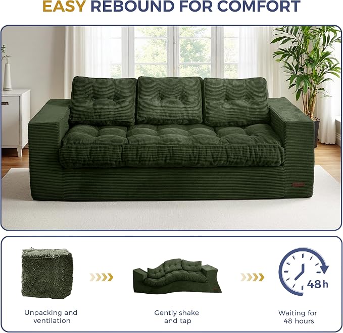 MAXYOYO Oversized Loveseat Sofa Couch, Upholstered Bean Bag Chair Cloud 3-Seat - Image 6