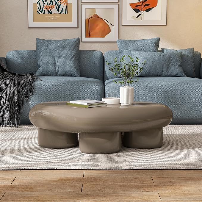 24/7 Shop at Home Kavren Modern 37-inch Oval Glossy Low Profile Coffee Table by 247SHOPATHOME