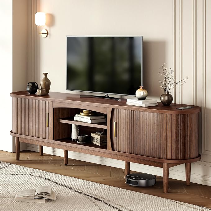 Decofy Mid Century TV Stand for TVs up to 90 Inches, Entertainment Center - Image 7
