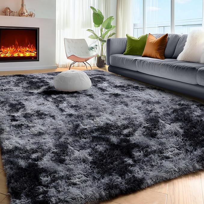 PAGISOFE Abstract Shaggy Area Rug 6x9 Feet, Plush Fluffy Rugs - Image 3