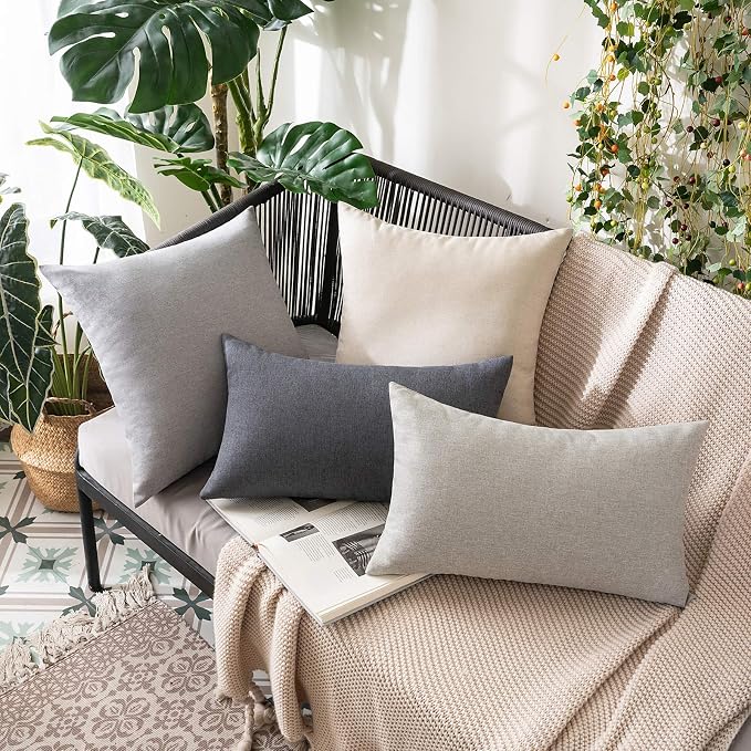 MIULEE Pack of 2 Decorative Outdoor Solid Waterproof Throw Pillow Covers Euro - Image 8