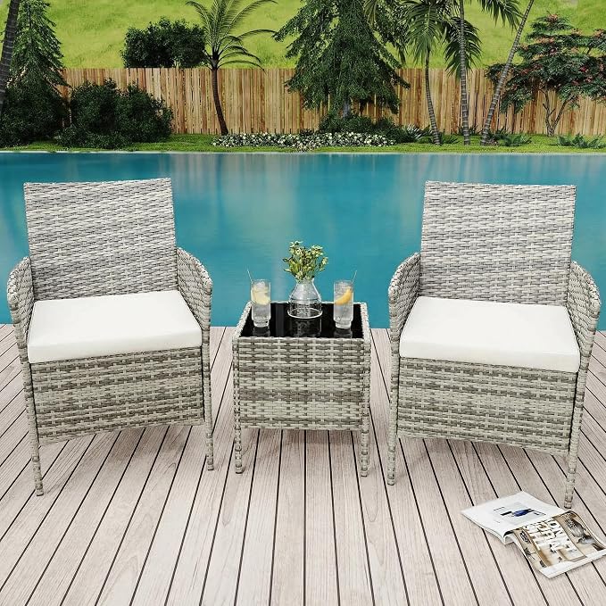 GarveeLife 3 Piece Patio Furniture Set, Rattan Outdoor Furniture - Image 8