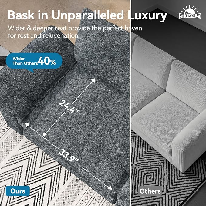 SUNSHINE VALLEY Sofa and Loveseat Set, Oversized Chenille Modular Love seat and - Image 2