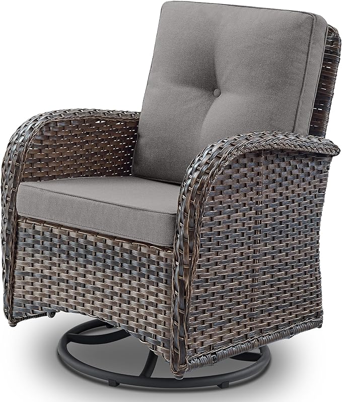 Belord Patio Furniture Swivel Glider PE Wicker Chairs, Outdoor Swivel Rocker by Belord