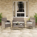 4-Piece Outdoor Furniture Set, PE Rattan Wicker Chairs by Unknown